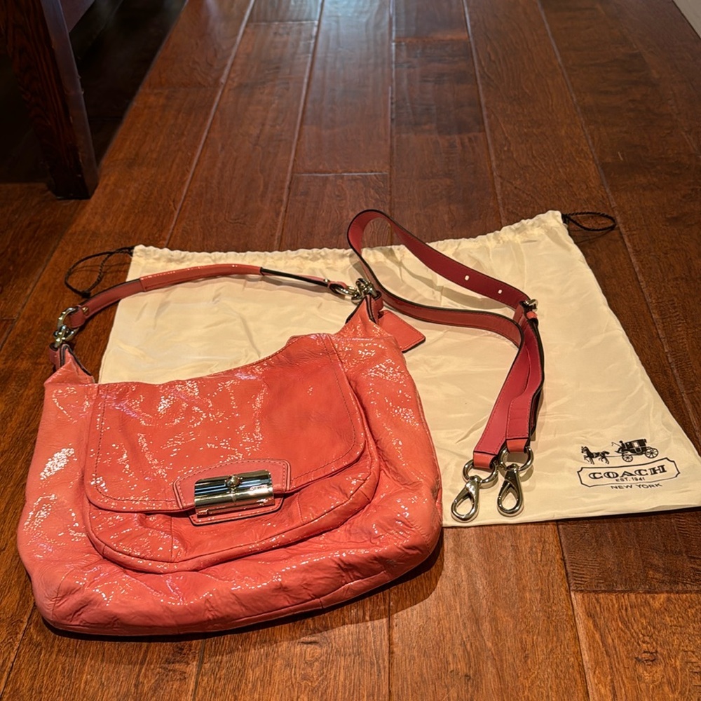 Peach Coach pleather purse